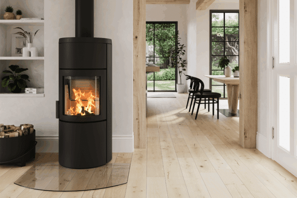 HWAM 3520c met natuursteen bekleding Tobacco