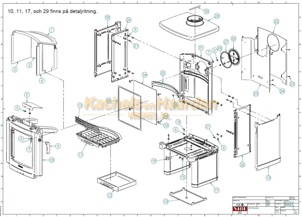 Contura 50 serie Stookrooster incl. frame