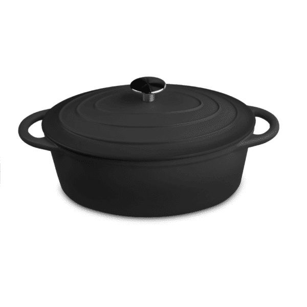 Oval Casserole Satin Black Dia 29 cm