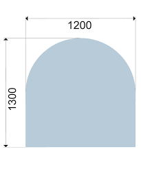 1200 x 1300 mm glasplaat afgerond