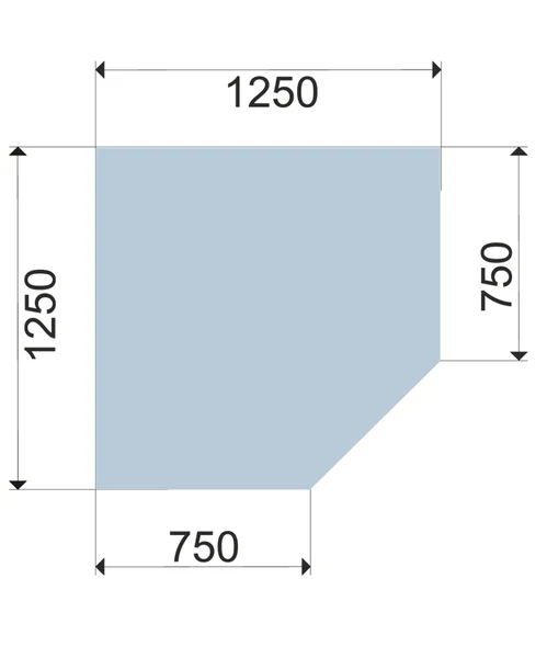 1250 x 1250 glasplaat vijfhoek