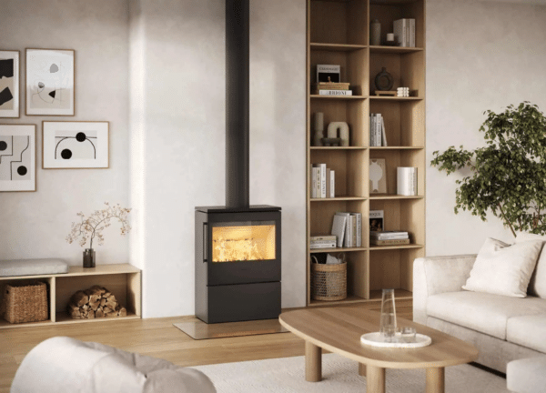 HWAM 5440c met natuursteen bekleding Tobacco