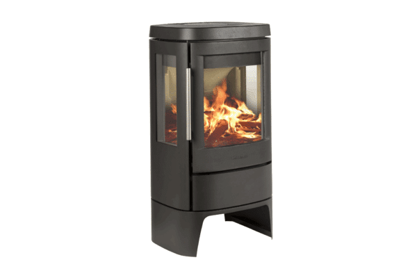 HWAM 4510c met zijruiten, met lage sokkel